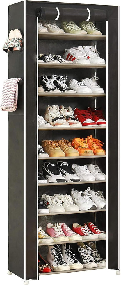 Generic 9 (22.83 11.4 63) 9 Tiers Shoe Rack Organizer, Free Standing Shoe Cabinet Storage Shelf Holder with Non-Woven