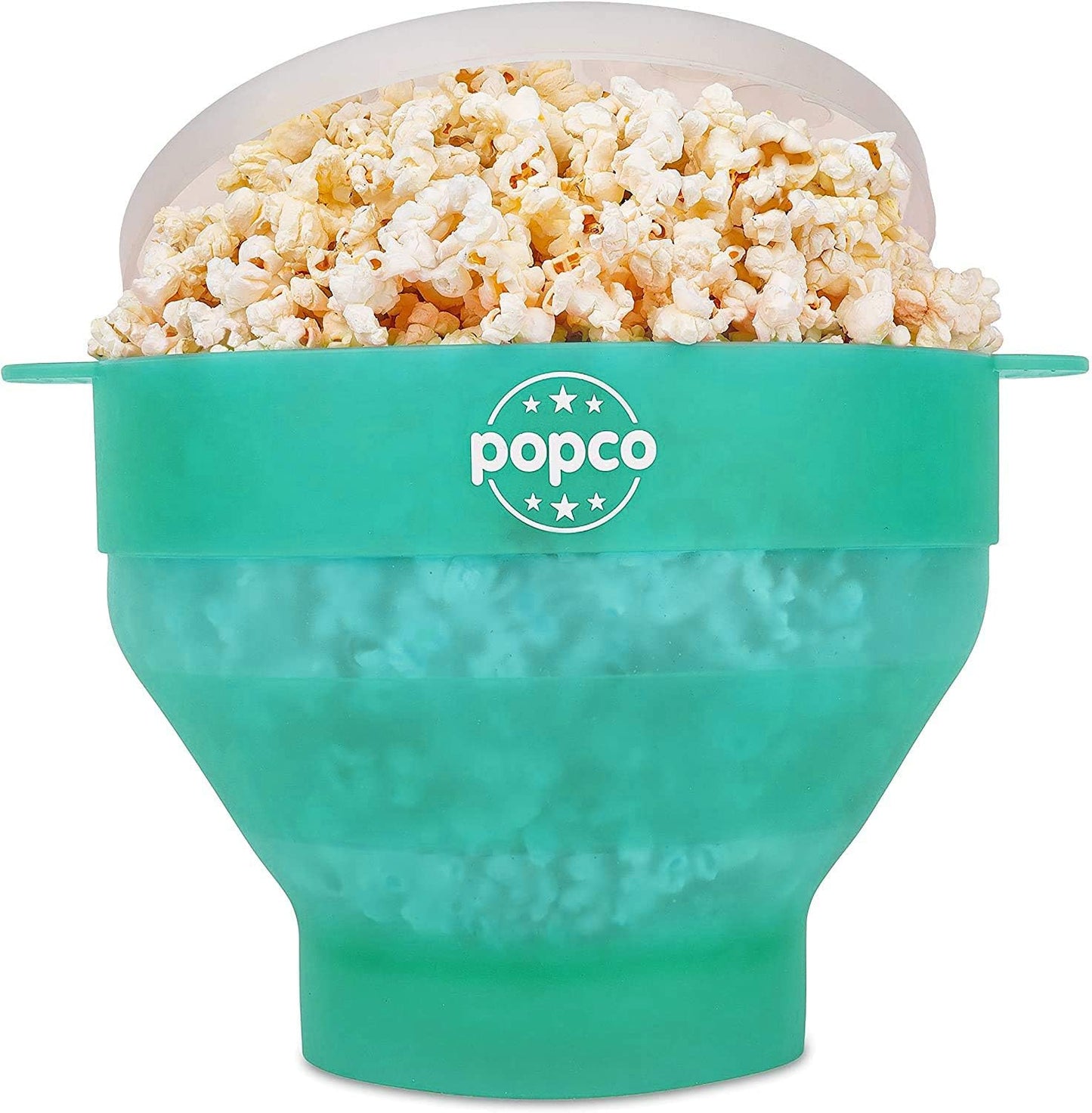POPCO Silicone Microwave Popcorn Popper - Collapsible Bowl, BPA Free, Dishwasher Safe, 15 Colors (Transparent Aqua)