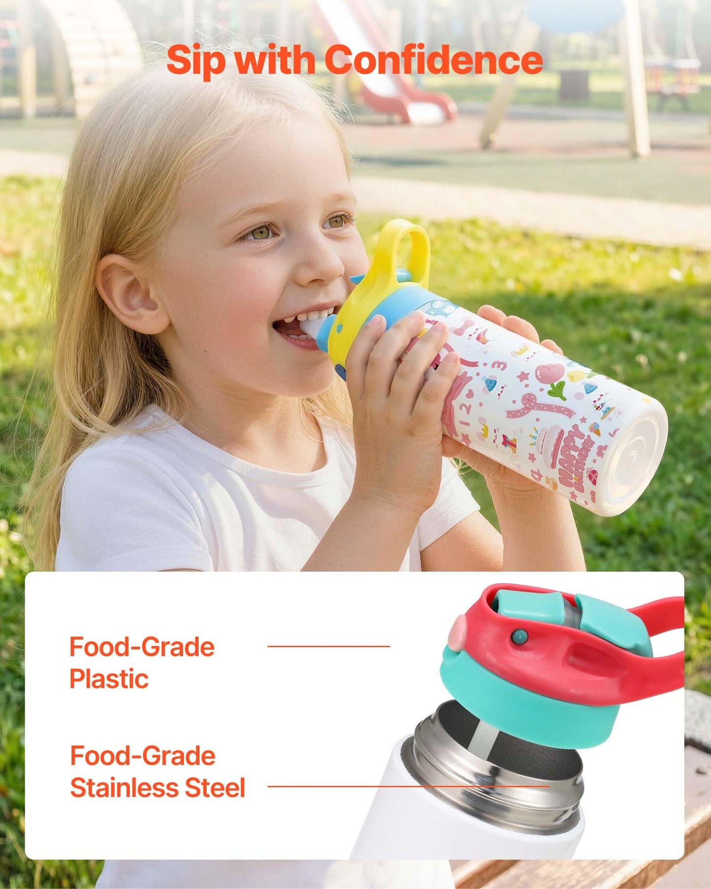 VEVOR Sublimation Tumblers, 12 Pack, 12 oz Kids Sublimation Water Bottles, Food-Grade Stainless Steel Cups with Lids and Straws, Double Wall Insulated Tumbler Blank, for DIY Personalized Customization