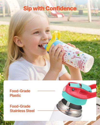 VEVOR Sublimation Tumblers, 12 Pack, 12 oz Kids Sublimation Water Bottles, Food-Grade Stainless Steel Cups with Lids and Straws, Double Wall Insulated Tumbler Blank, for DIY Personalized Customization