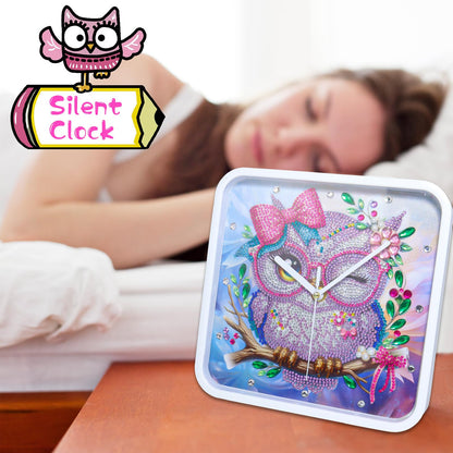 LEIYULY Diamond Art Kits for Adults, Hanging Cute Owl Diamond Painting Clock, Round Gem Crystal Art Painting for Beginners, Creative Home Decor Gift