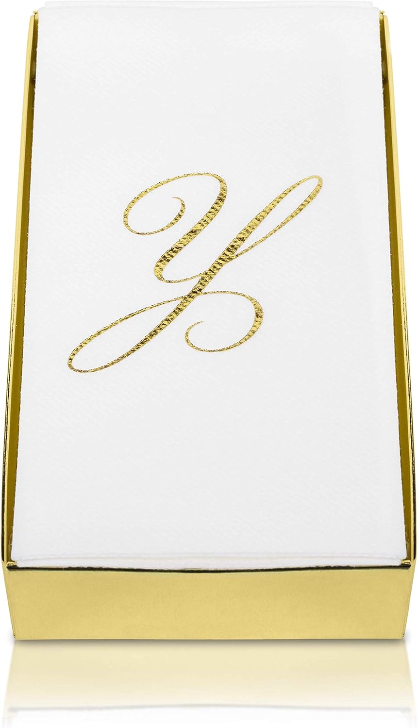 15.5 12 50 Count AH AMERICAN HOMESTEAD Disposable Napkins - Silver Monogram Guest Towel Napkins, Quilted Cloth-Like