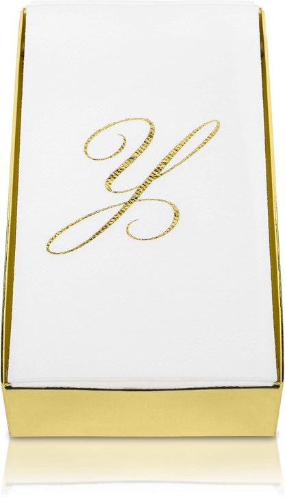 15.5 12 50 Count AH AMERICAN HOMESTEAD Disposable Napkins - Silver Monogram Guest Towel Napkins, Quilted Cloth-Like