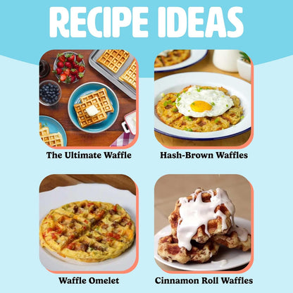 Tasty Mini Nonstick Waffle Maker - Perfect for Individual Waffles, Hash Browns, and Brownies, 600W, Blue