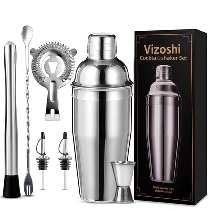 Cocktail Shaker Set Bartender Kit,Professional Bar Set, Martini Shaker, Jigger, Strainer, Mixer Spoon, Muddler, Liquor Pourers Ideal Bar Accessories for Home, Gift for Christmas, Birthday, Beginners