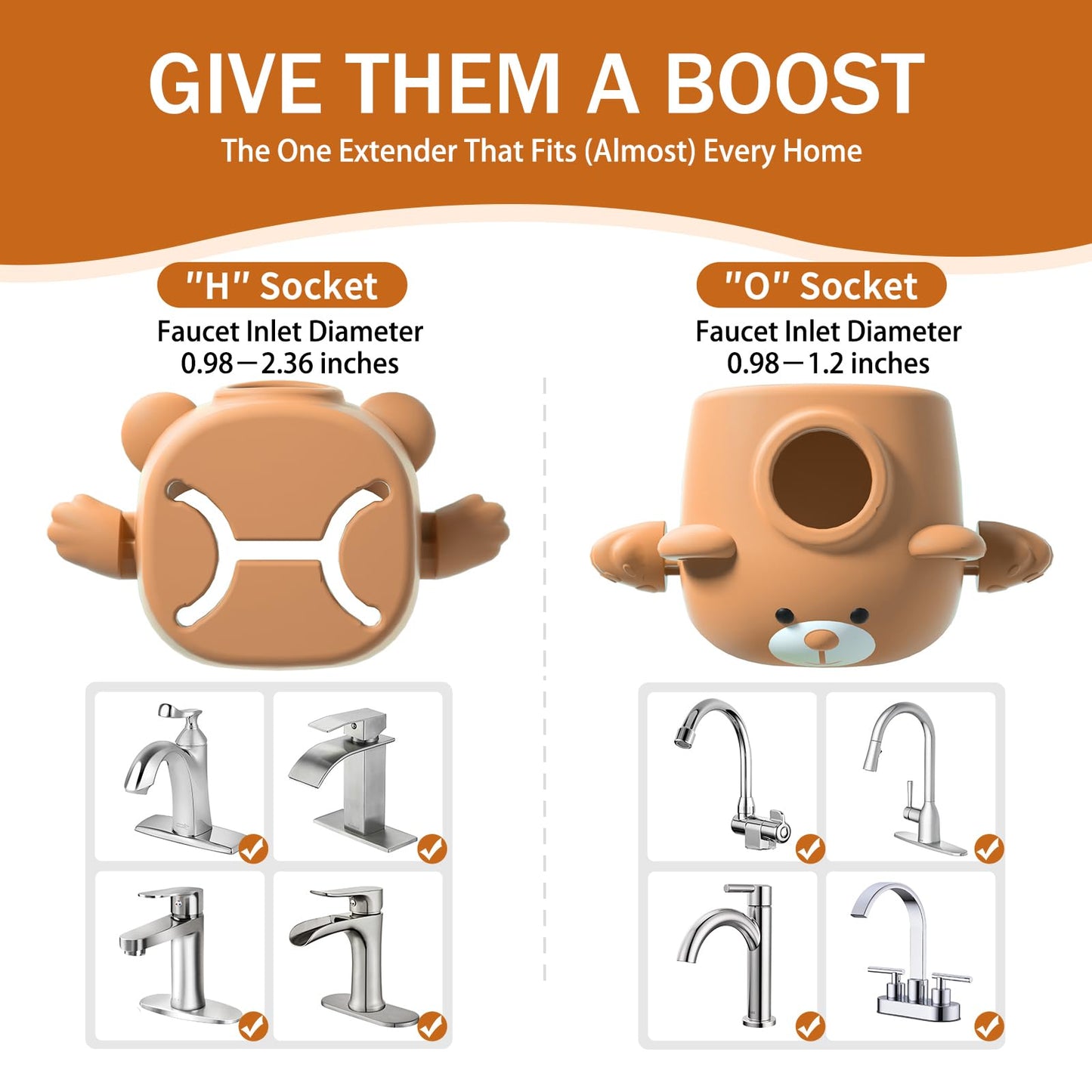 Skyroku Toddler Faucet Extender & Blue Bathtub Spout Cover, Sink Extender with Temperature Sensor for Bathroom Sinks, Kitchen, Bathtubs, Bundle and Save! (BrownGrey)