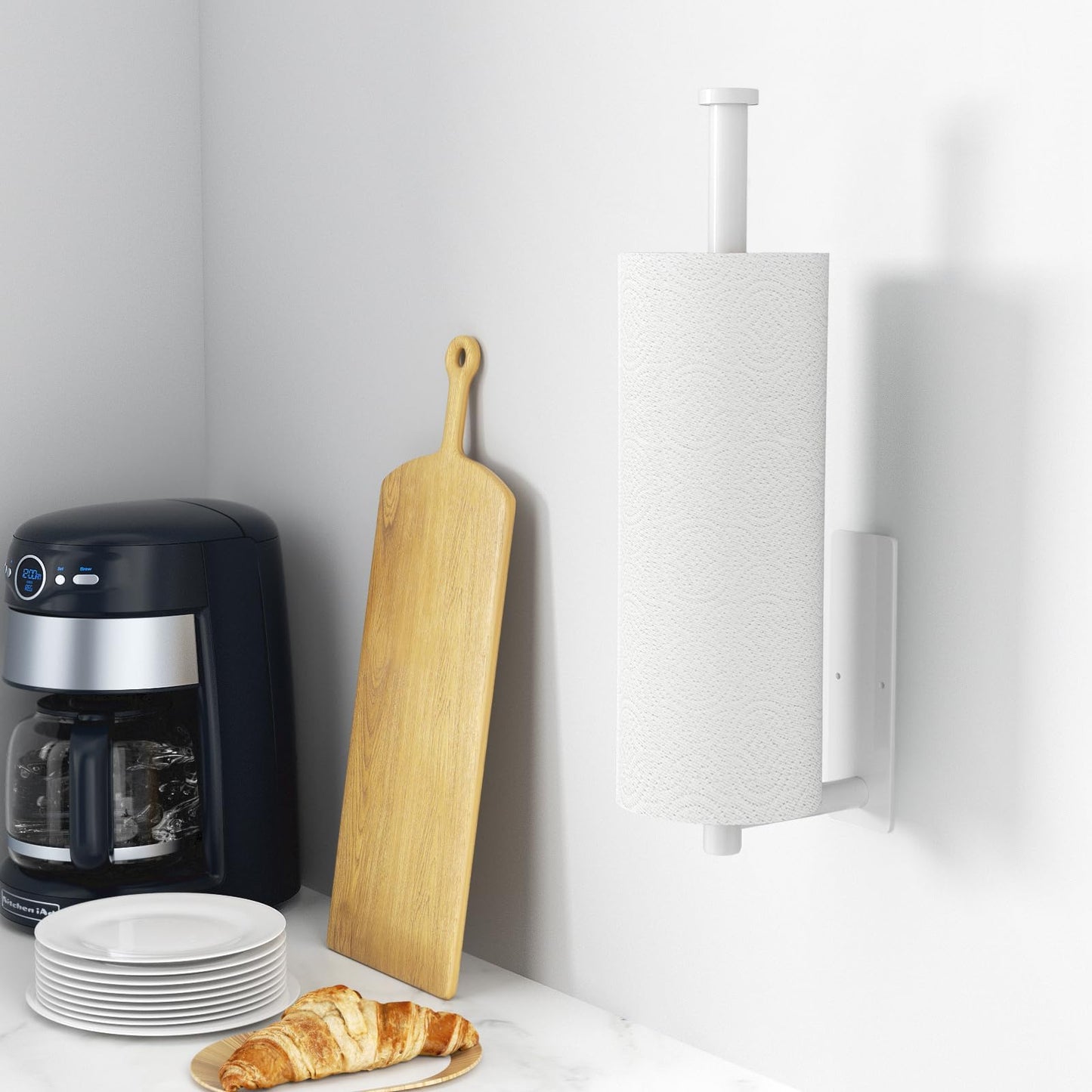 Paper Towel Holder - Self-Adhesive or Drilling, Gold, Wall Mounted, SUS304 Stainless Steel Kitchen Roll Dispenser Under Cabinet