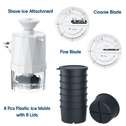 Shave Ice Attachment for Kitchenaid Stand Mixer, Shaved Ice Machine for Kitchen aid with Coarse and Fine Blades, 8 Ice Cube Molds, Snow Cone Maker