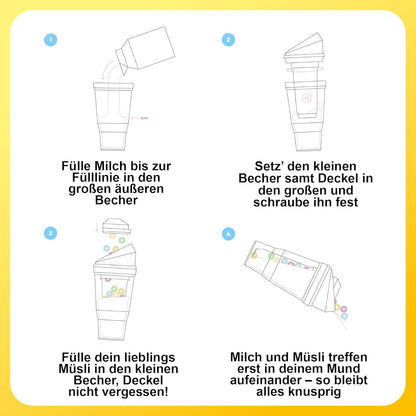 CRUNCHCUP XL - Portable Plastic Cereal Cups for Breakfast On the Go, To Go Cereal and Milk Container for your favorite