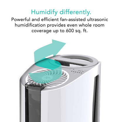Vornado UH200 Ultrasonic Humidifier with Fan-Assisted Whole Room Humidification, Auto Humidity Control, Remote, and Electronic Humidistat, UH200 — 1.75 gal tank, White