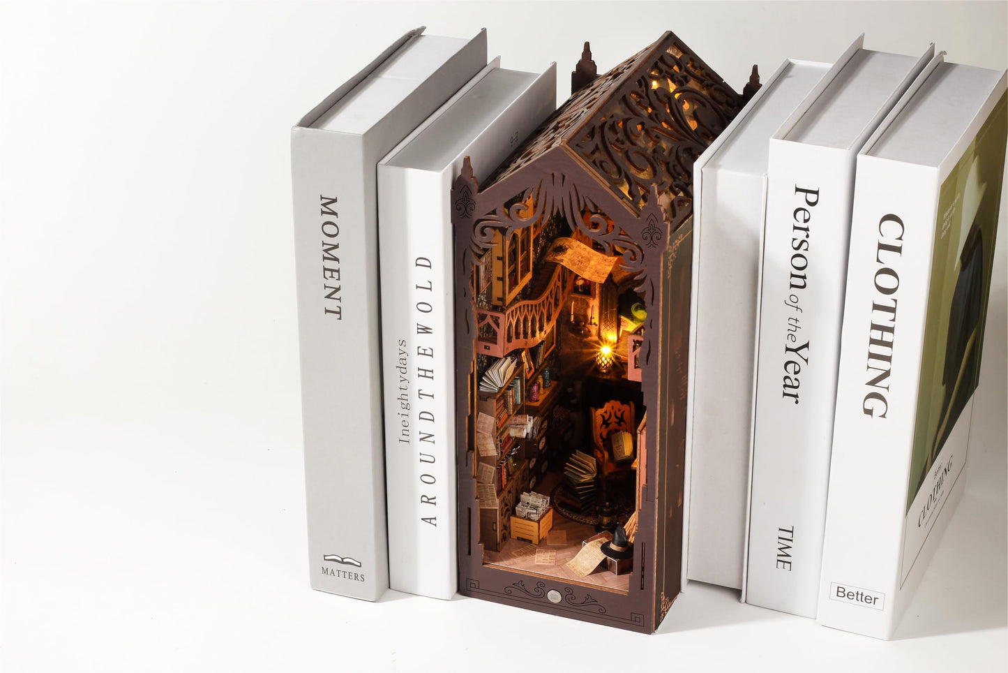 Fansetoyuma DIY Miniature Book Nook Dollhouse Room Kit for Teens and Adults-Magic Library