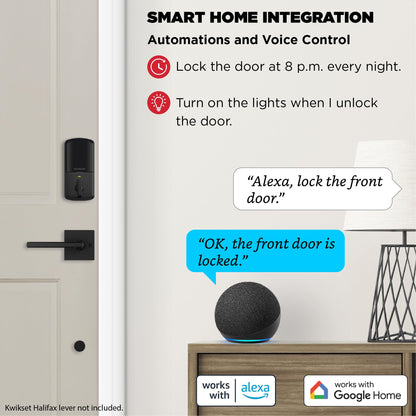Kwikset Halo Wi-Fi Smart Lock, Keyless Entry Front Door Touchscreen Deadbolt, App Control, Grade AAA Certified, Easy Install No Hub, Venetian Bronze Finish, Digital Remote Lock