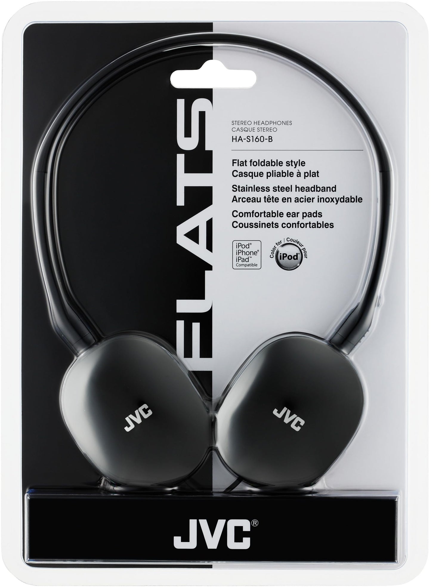 JVC Flats On-Ear Wired Headphones - Flat Foldable Design - 30mm Driver for Powerful Sound - Soft Ear-Pads for Comfort – Steel Headband - Lightweight & Portable - PC/Laptop/Gaming - 3.5mm Slim Plug