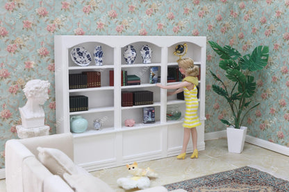 iLAND Dollhouse Bookshelf 1/12 Scale Dollhouse Furniture Mini Wooden Bookshelf for Miniature Books Mini Bookcase 1/12 Scale Accessories Mini Library Doll House Living Room Books Shelf Miniature Gifts
