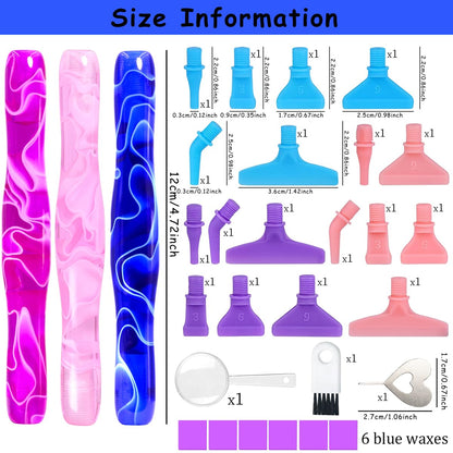Praise V Do 5D Diamond Painting Art Drill Dot Bead Screw Pen Only Tool Accessory Kit, Rhinestone Gem Picker for Adults Diamond Painting Nail Art Decoration Purple Blue Pink