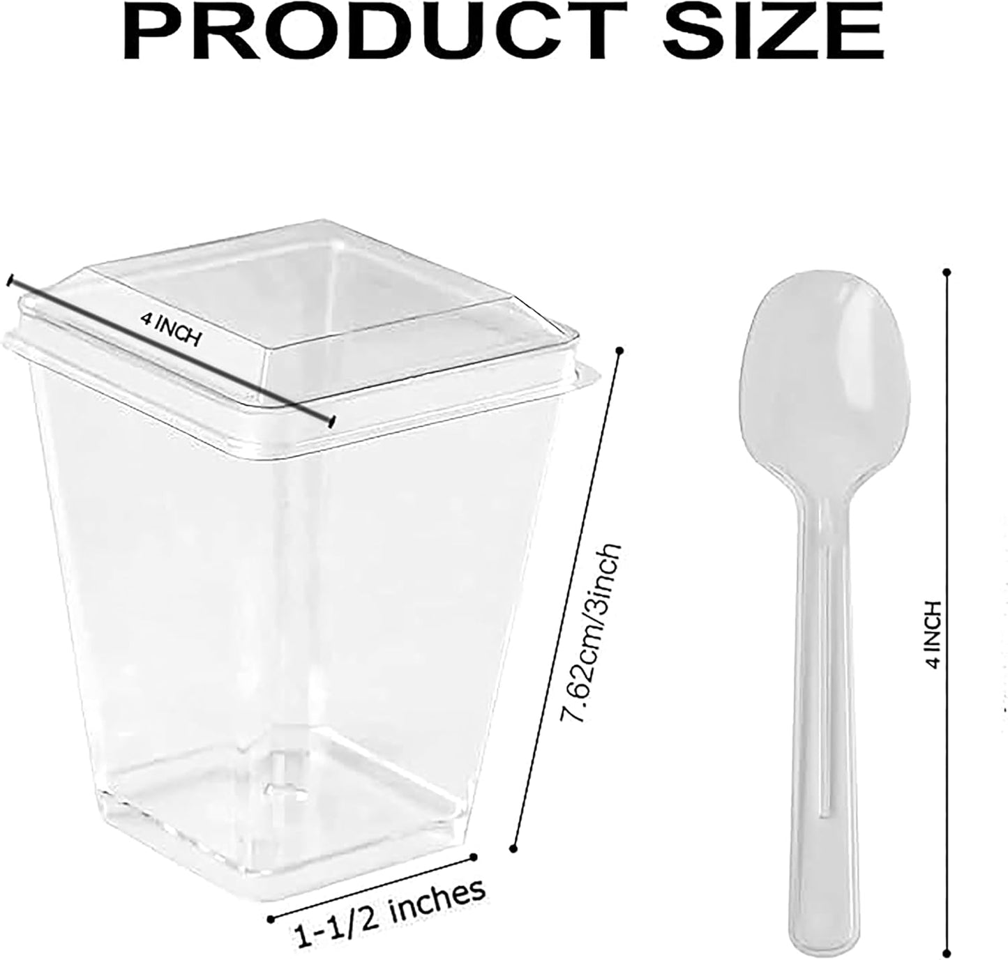 4M's 100 Pack 5 oz (100) Plastic Dessert Cups with Lids, Yogurt Parfait/Appetizer Cup with Lids for Party, Mini Dessert