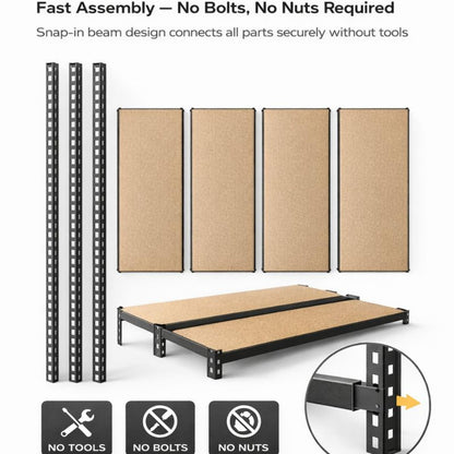 PRO&Family Heavy Duty Shelving Unit - Industrial Garage Storage Rack Z- Beam Storage Shelf Shelf Organizer Metal Wood Storage Shelves System (30"x 60"x 72", 4)
