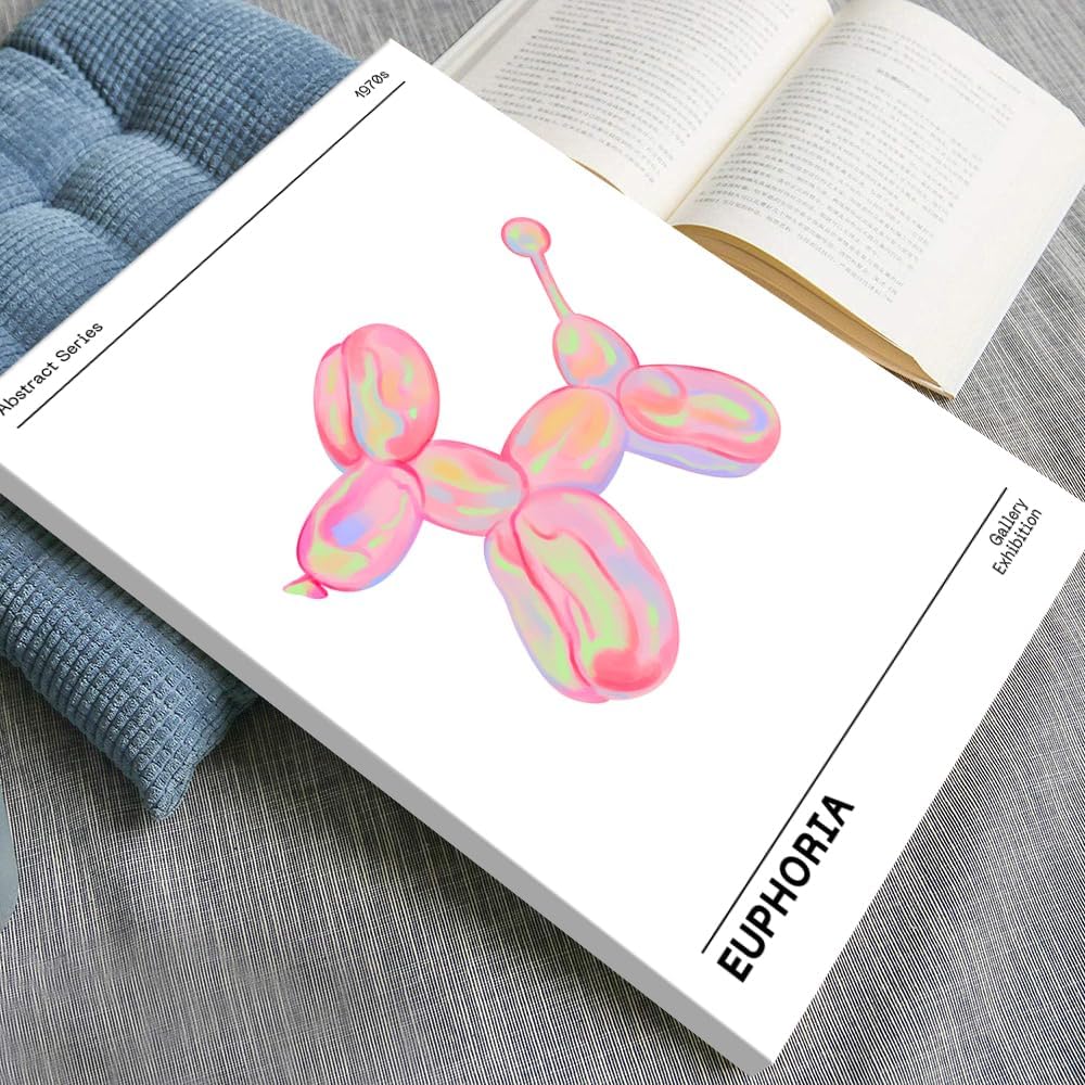 BNGFDV Retro Euphoria Canvas Wall Art, Minimalist Trendy Preppy Abstract Poster, Funky Pink Print for Girls Teen Room