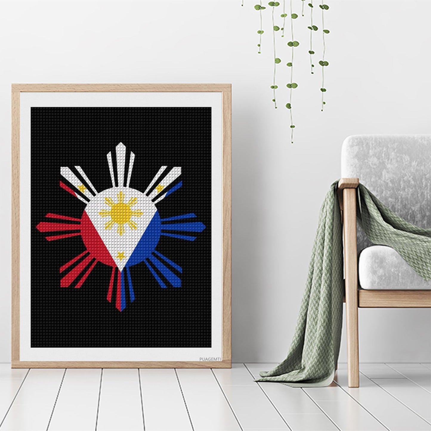 PUAGEMTI Philippine Sun Flag Adults Diamond Kits Painting 5D Art Paint by Number Full Drill Home Wall Decor 12"x16"