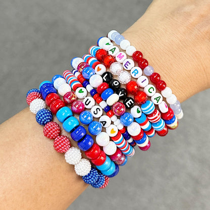 USA 250th Anniversary Polymer Clay Heishi Beads with Assorted Beads Kit for Bracelets Necklace Earring Jewelry Making, 4th of July Independence Day Patriotic DIY Beading Supplies, 3 Boxes