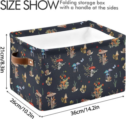 Storage Basket Bin, Mushroom Snail Organizer, Collapsible Shelf Basket with Handle for Nursery Bedroom Bathroom