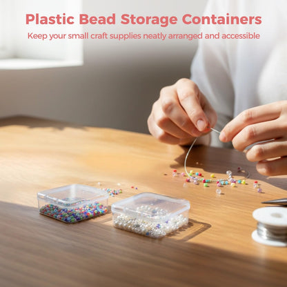 100 Pcs Plastic Bead Storage Containers, 2.2 x 2.2 x 0.8" Small Storage Boxes, Clear Square Containers with Hinged Lids, Mini Organizer Cases for Jewelry, Crafts, Small Items, Parts