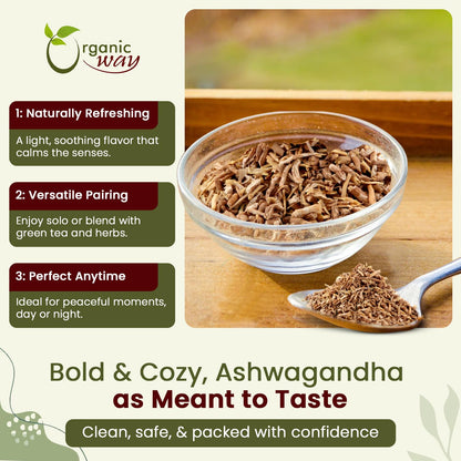 Organic Way Ashwagandha Root Cut & Sifted (Withania somnifera) - Organic & Kosher Certified | Vegan, Non GMO & Gluten Free | USDA Certified | Origin - India (1LBS / 16Oz.)