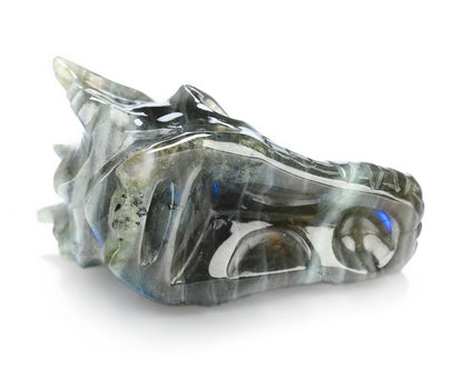 Skullis 2.0" Labradorite Hand Carved Crystal Dragon Skull Sculpture, Crystal Healing.1503