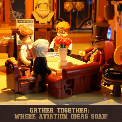 Lumibricks Steampunk Flying Club Lighting Building-Bricks Set - 1871 Pcs Modular Building Blocks Display Collectible Set for Adults