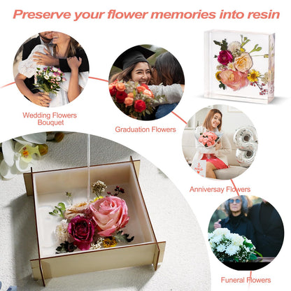 LET'S RESIN 8Pcs Resin Molds Silicone,Deep Epoxy Resin Molds for Flower Bouquet Preservation,Large Silicone Molds for Resin Casting Craft Including Square Hexagon Heart Resin Mold