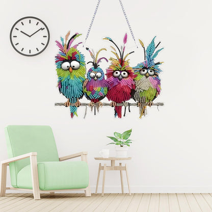 NQRSBUI DIY Hanging Diamond Art Kits for Adults, Bird Double Sided Diamond Art Painting Suncatchers Pendants, Crystal Gem Craft Painting Kit for Home Garden Wall Decor Gift (Bird)
