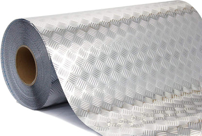 VViViD Metallic Industrial Diamond Plate Chrome Finish Self-Adhesive Vinyl Sheet Roll for Craft & Hobby Application (Silver 6ft x 17.8 Inch)
