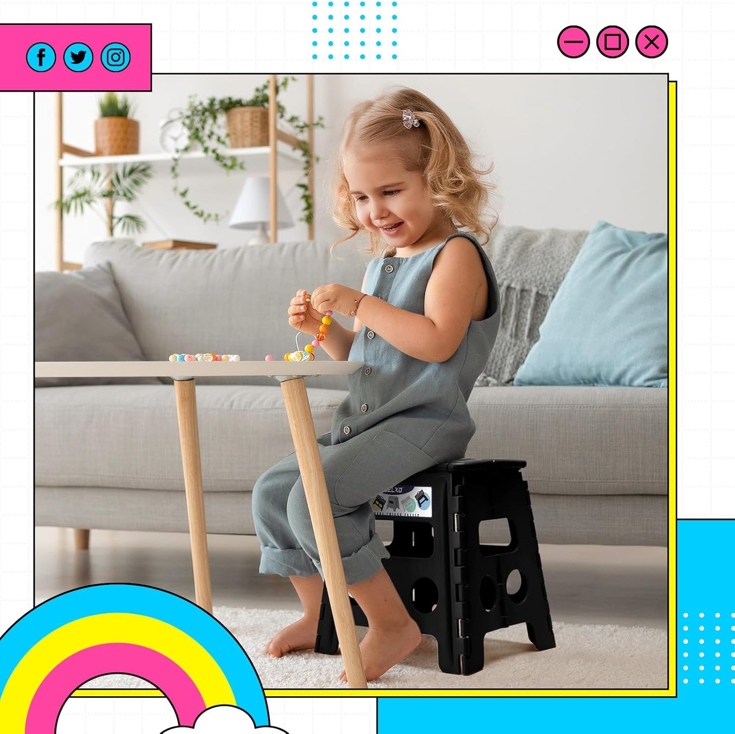 13 inch 2 Pack 300 LBS, Delxo Folding Step Stool, Non-Slip Foldable Stools Up to Step Stool with Handle, Lightweight