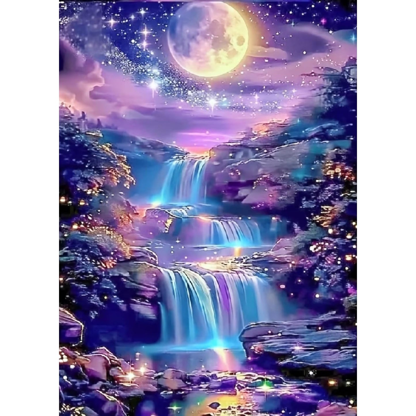 MOMDEDP 5D Diamond Painting Kits for Adults, Landscape Scenery Diamond Art Kit, Waterfall DIY Full Round Drill Diamond Dot Gem Art Kits for Beginners, Home Wall Decor 12x16 Inch