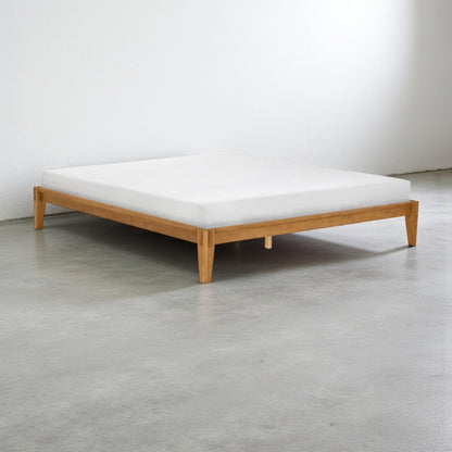 NTC Sapa Solid Wood Platform Bed Frame – Minimalist, Japanese Joinery, No Box Spring Needed, Silent Slats, Easy Assembly – King – Teak Look