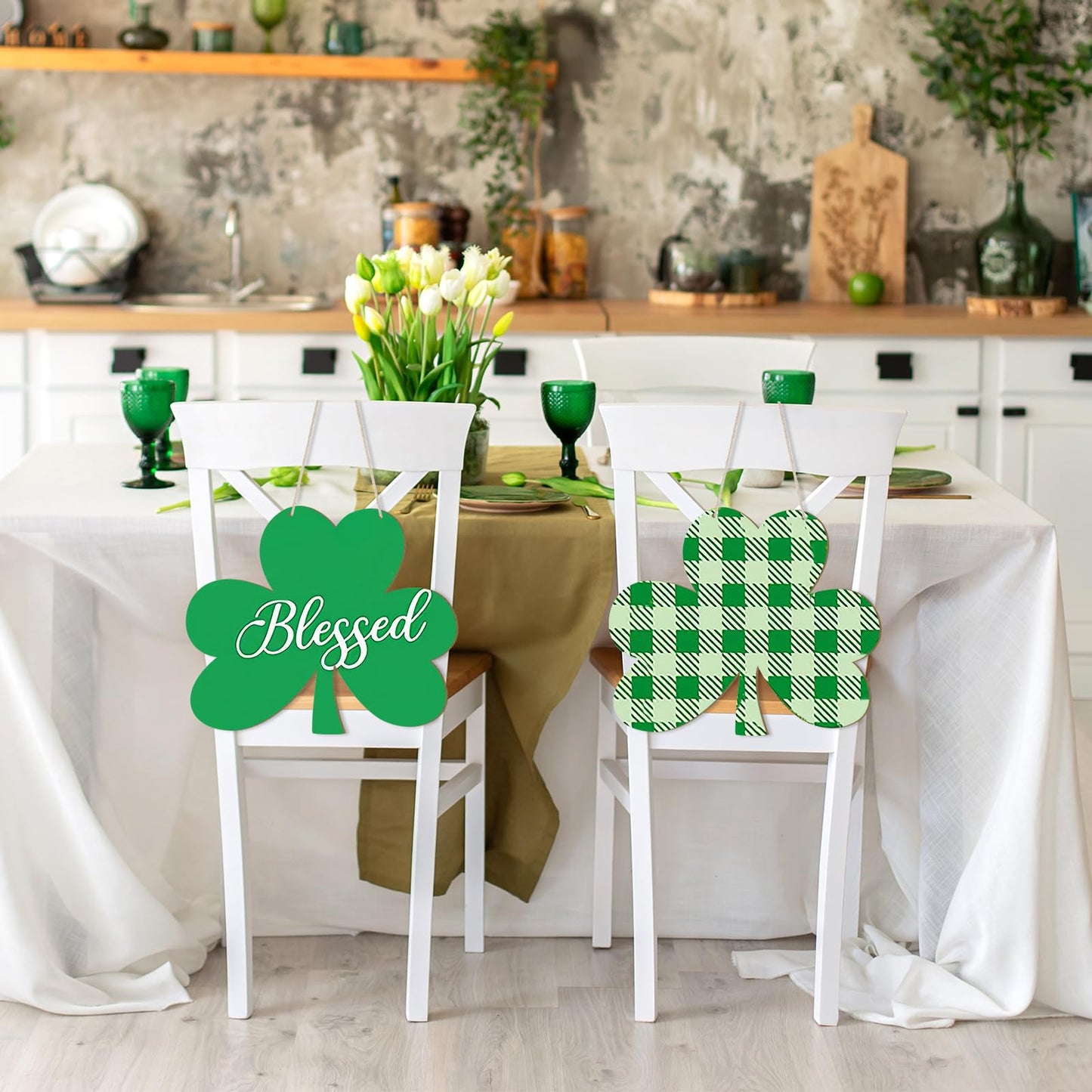 Large Size 12" Wooden Shamrock Ornaments to Paint, St. Patrick's Day Decoration Cutouts Wooden DIY Blank Unfinished Shamrock Irish Door Hanging Sign Plaque Crafts Hanging Decorations 3PCS