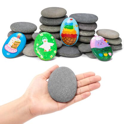 Simetufy 25Pcs Rocks for Painting, Large 3-4 Inch Natural River Stones for DIY, Art & Crafts, Smooth Paintable Flat Rocks Bulk for Adults, Children, Kindness Rocks Garden Decoration