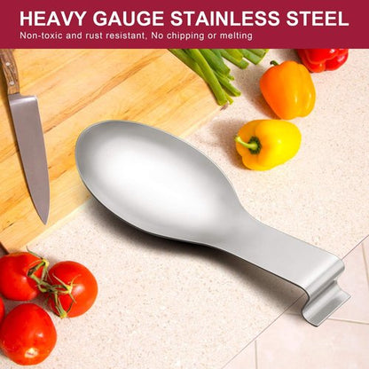 E-far Stainless Steel Spoon Rest Set - Large Kitchen Ladle Holder | Dishwasher Safe, Set of 2