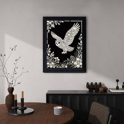 MVVMTOP Pearl Diamond Painting Kits for Adults Beginners, 5D DIY owl Diamond Art with Half Round Pearl Drills and Crystal Rhinestones, Sparkling Diamond Dots Craft for Home Wall Decor