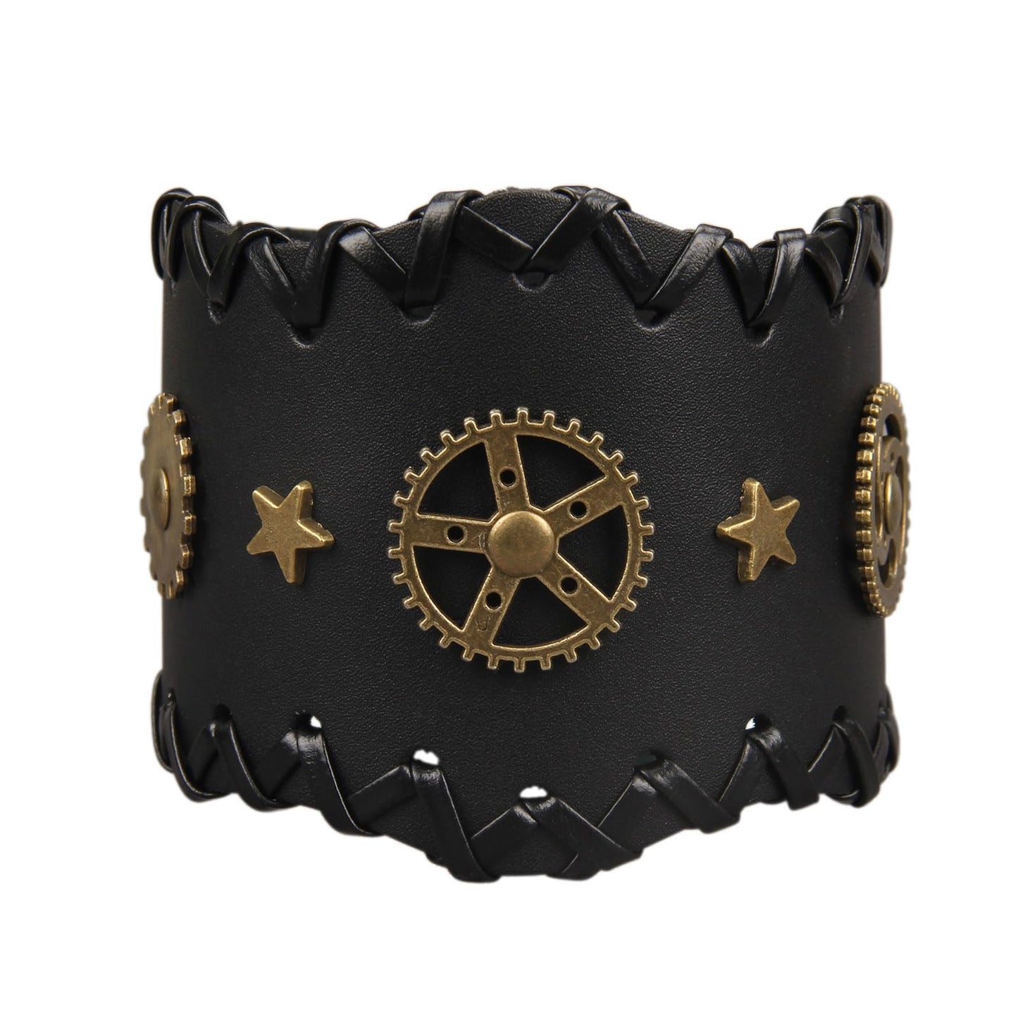 GelConnie Mens Bracelets Leather Cuff Steampunk Alloy Gear Leather Wristbands for Men Women Bracelets Cuff Bangle Jewelry
