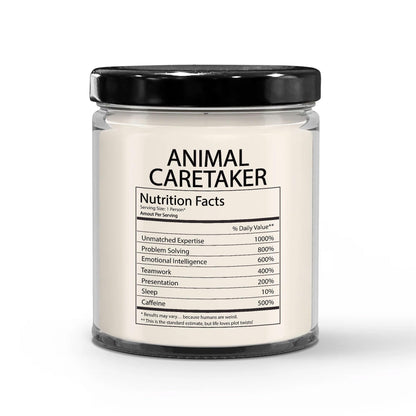 Funny Gifts for Animal Caretaker Nutrition Facts Label - Christmas Candle for Coworker Staff Employee Boss Manager - Thank You, Birthday - Vanilla Scented Soy Wax, 9oz