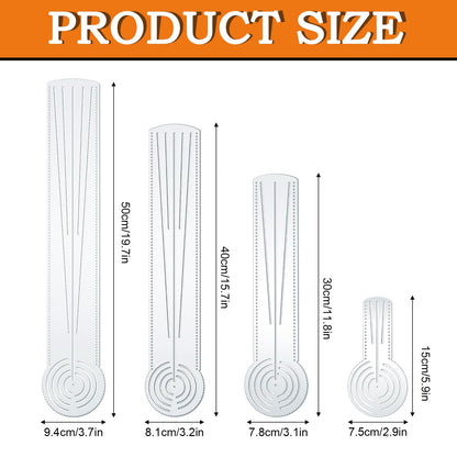 ForraFun 4 Pcs 3-in-1 Mandala Ruler Tool with Holes 4 Size Mandala Dot Art Circle Maker Compass Protractor Straight Dotting Ruler for DIY Drawing Stencil Art Geometric Projects