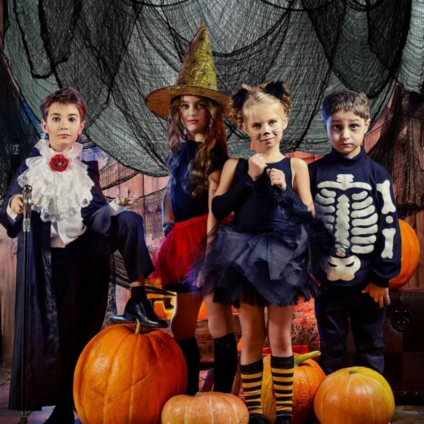 Sunlisky Halloween Creepy Cloth - 8 Pack Black - 76x30 Inch Cotton Gauze Fabric - DIY Spooky Decor for Haunted House,Spider Web,Ghost - Indoor Outdoor Halloween Party Decorations