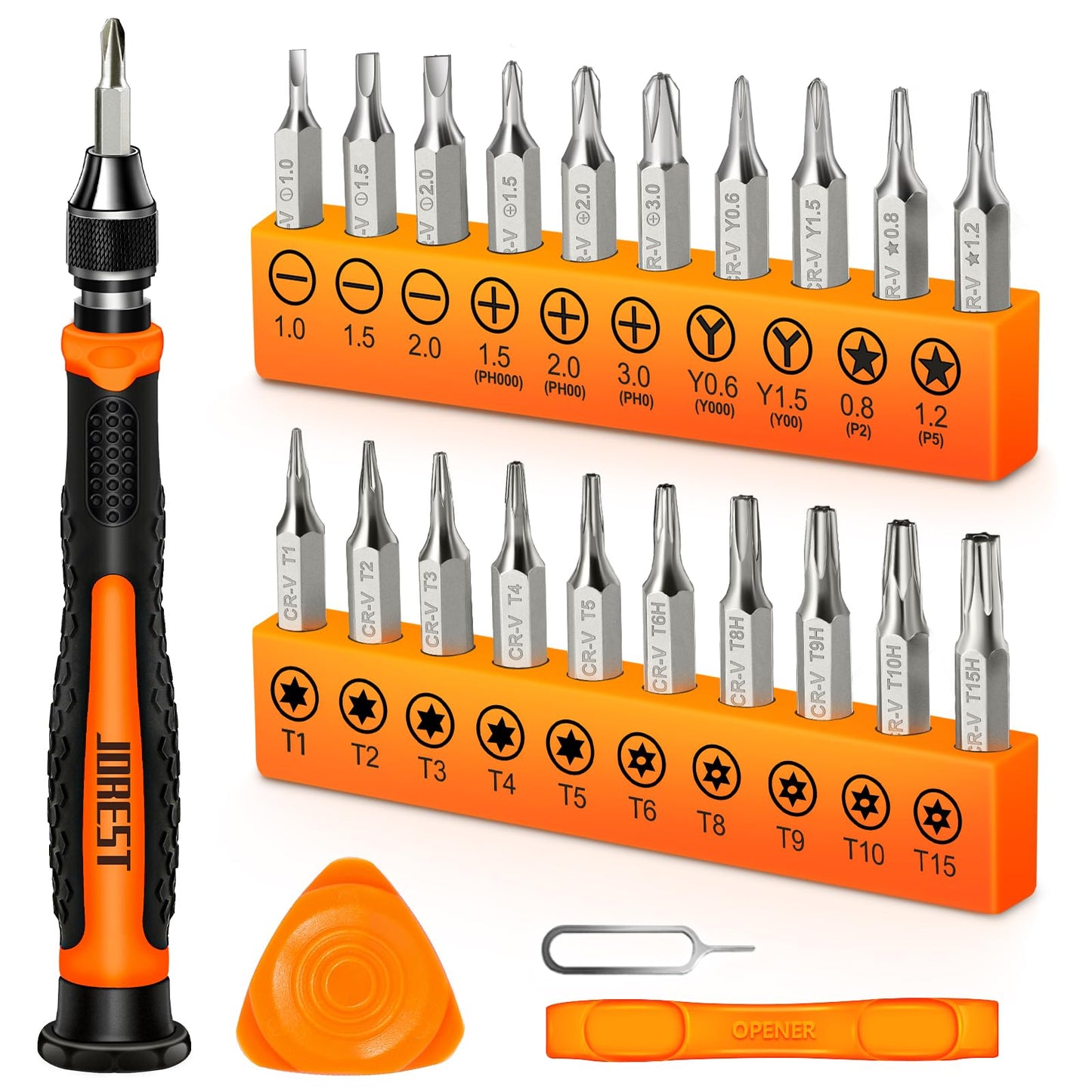 JOREST 40Pcs Small Precision Screwdriver Set with Torx Triwing Phillips, Mini Repair Tool Kit for Macbook, Computer, Laptop, PC, iPhone, PS5, Xbox, Switch, Glasses, Watch, Ring Doorbell, Electronics