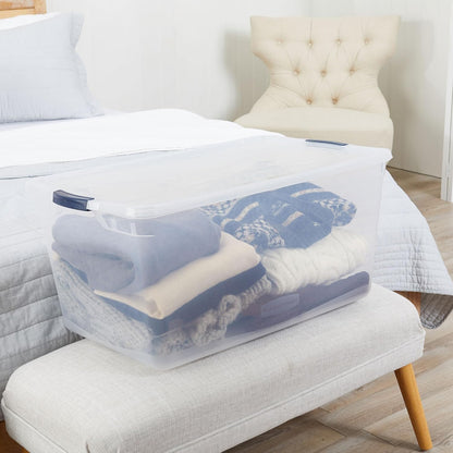 Rubbermaid Cleverstore 95 Qt Clear Storage Bins - Stackable, BPA-Free, 4-Pack, Made in USA