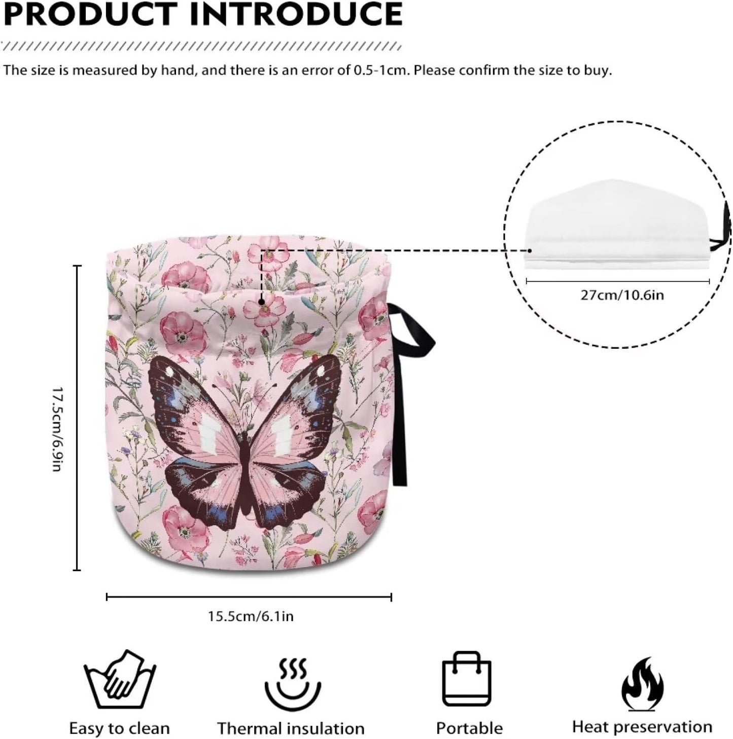 Gradient Butterfly Breakfast Kettle Cover, Pink Insulated Bag for Teapot, Easy to Clean, Perfect for Afternoon Tea
