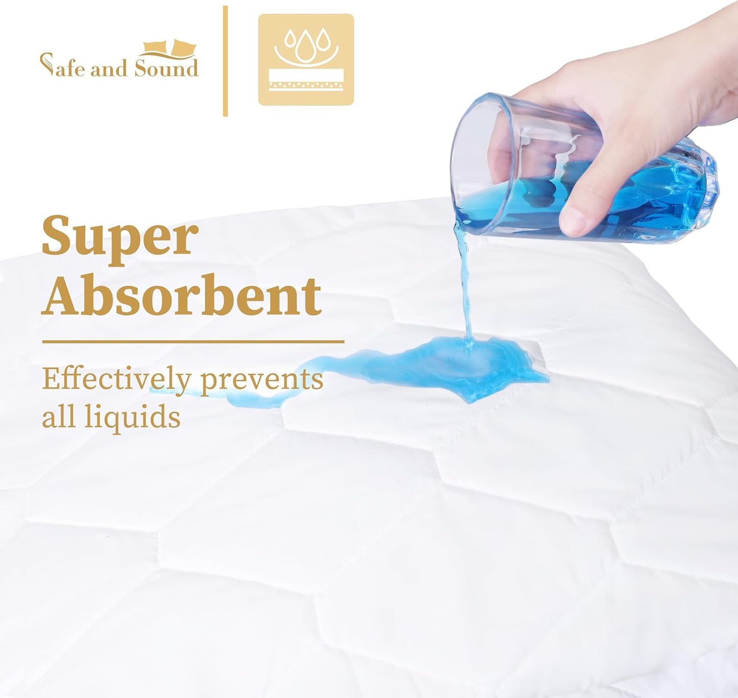 8-21 Inches King Quilted Fitted Waterproof Mattress Pad, Breathable Premium Soft Filling Mattress Protector, Deep