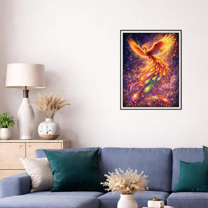 IOHEFY Phoenix Fire Diamond Painting 12 x 16 Inch Full Drill Acrylic Diamond Art DIY Crystal Rhinestone Fantasy Mythical Bird Artwork Nano Pearlescent Canvas Wall Decor Gift