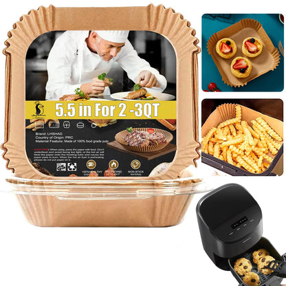 Air Fryer Liners Disposable 9 Inch, 9 inch Air Fryer Liners 125 Pcs Large Square Air Fryer Paper Liners for 5QT 6qt 8QT Air Fryer, Non-stick Parchment Paper for Frying, Baking