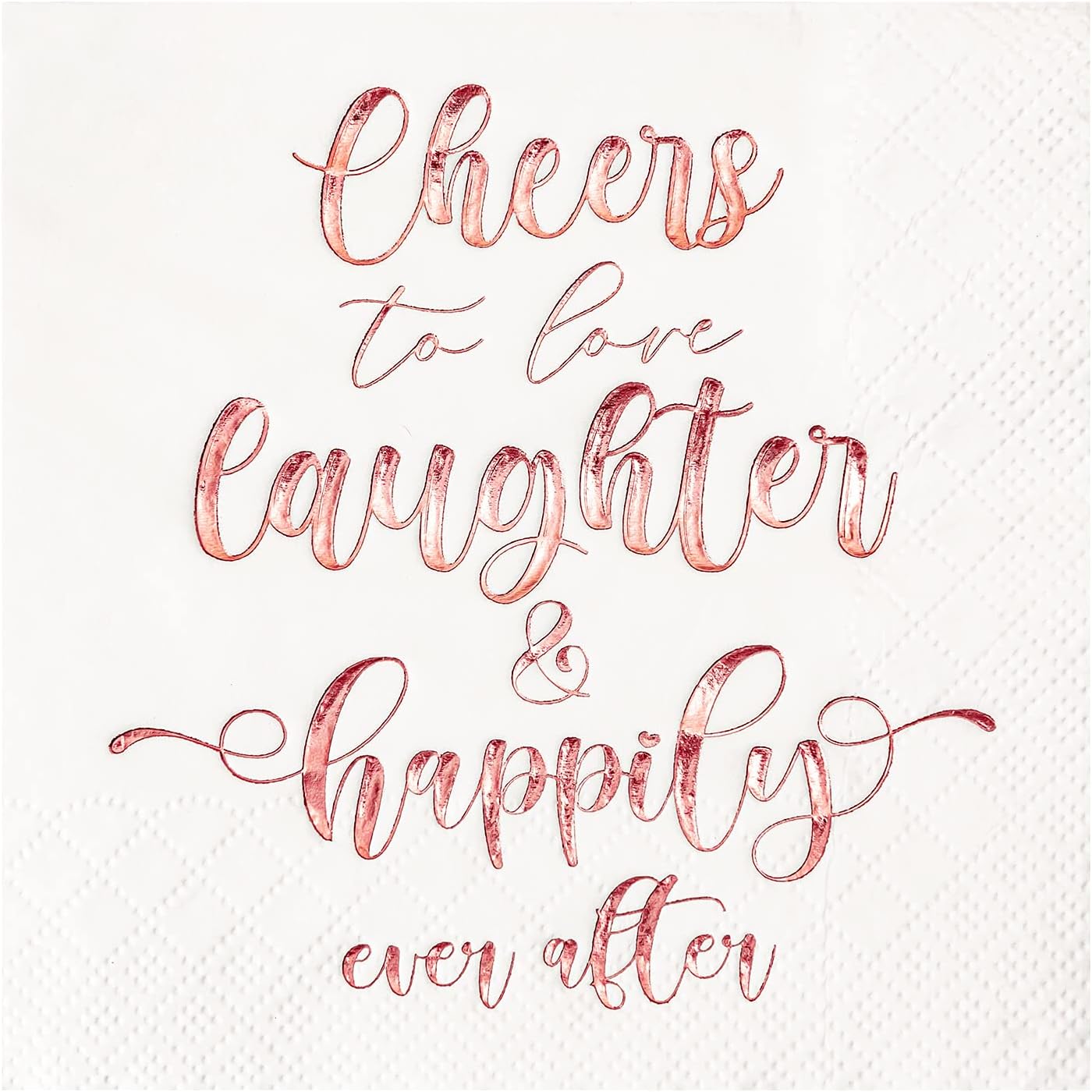 Crisky Bridal Shower Napkins - Rose Gold Happily Ever After Cocktail Beverage Cake Dessert Napkins for Wedding & Bridal